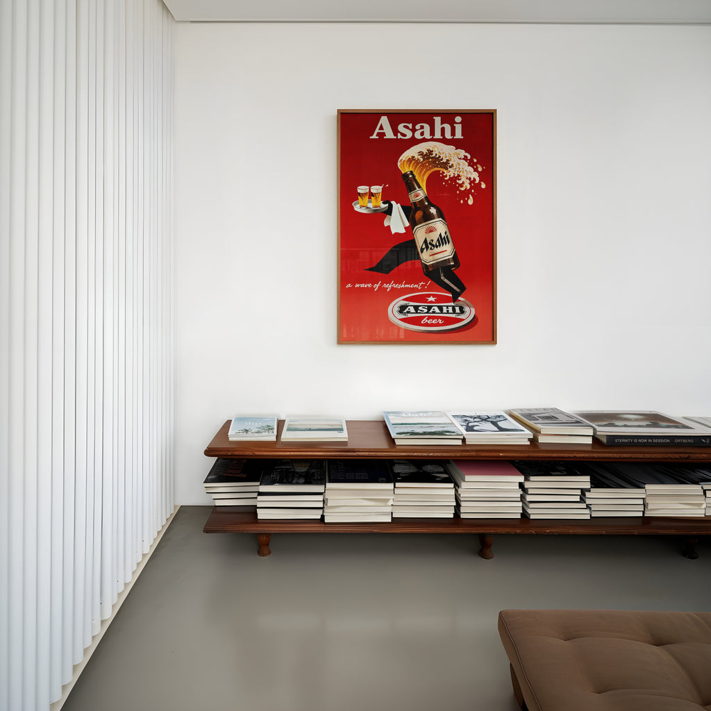 Vintage Asahi Beer Print, Retro Beer Poster