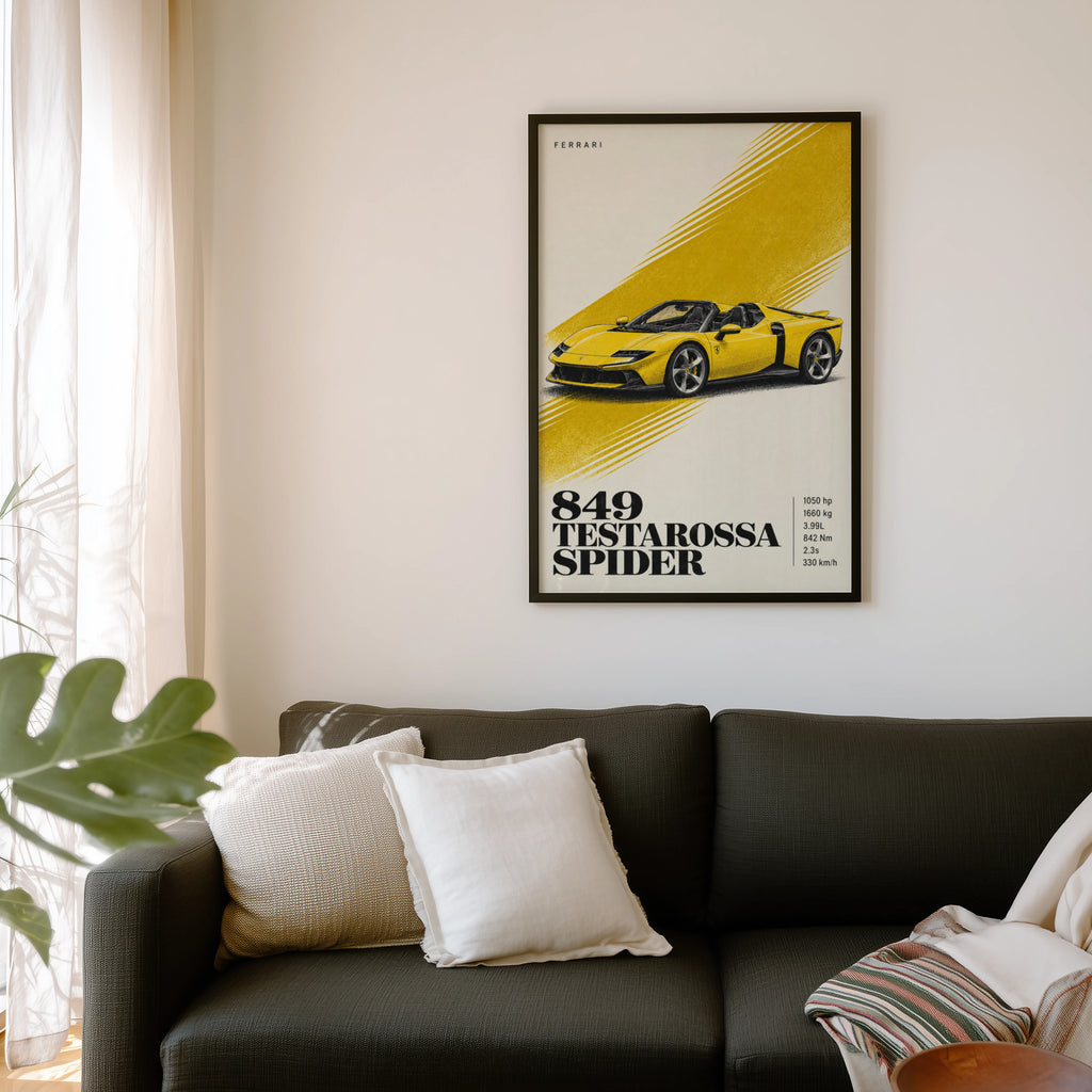 Vintage Ferrari Testarossa Spider Print, Car Wall Art