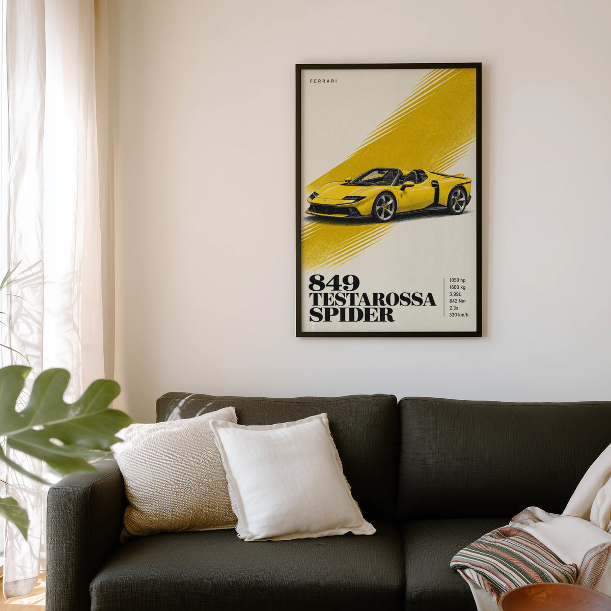 Vintage Ferrari Testarossa Spider Print, Car Wall Art