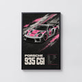 Vintage Porsche 935 Print, Pink Race Car Wall Art