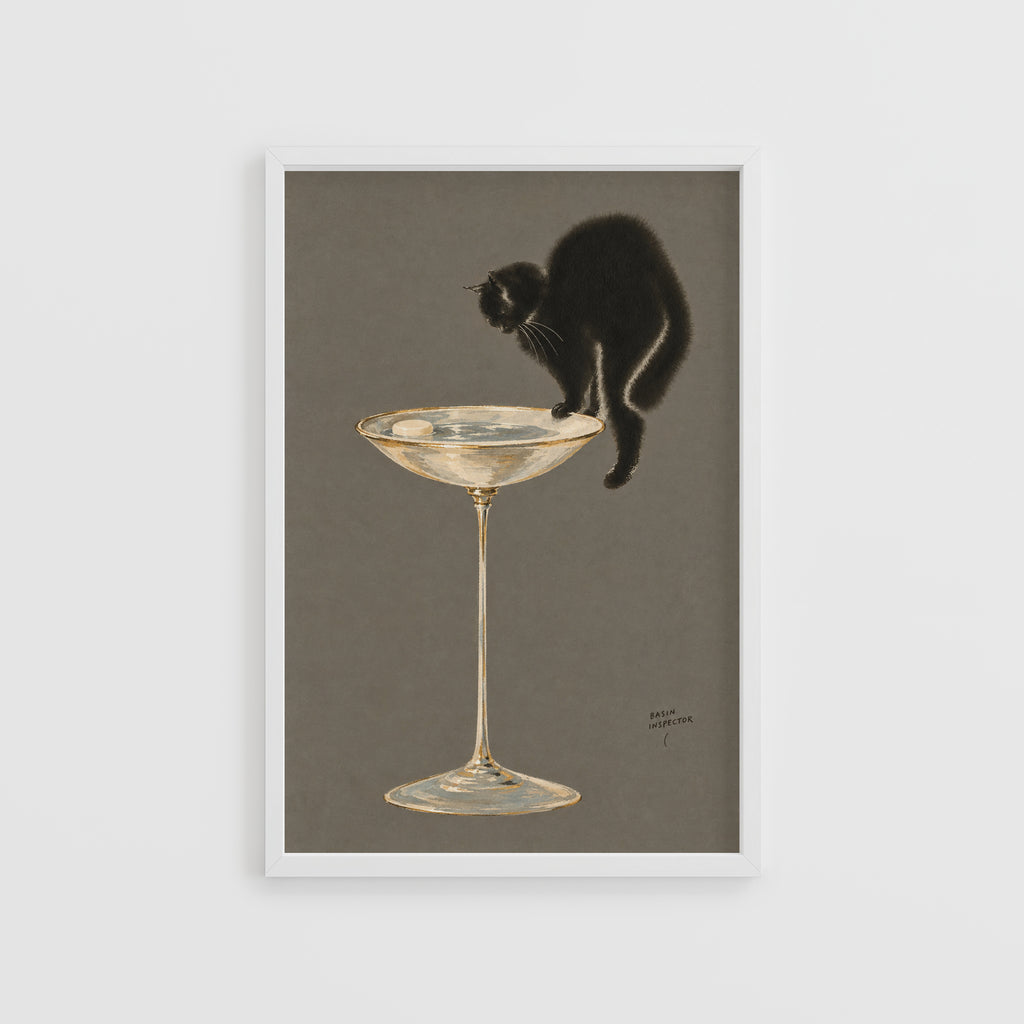 Vintage Black Cat Print and Poster, Bathroom Wall Art