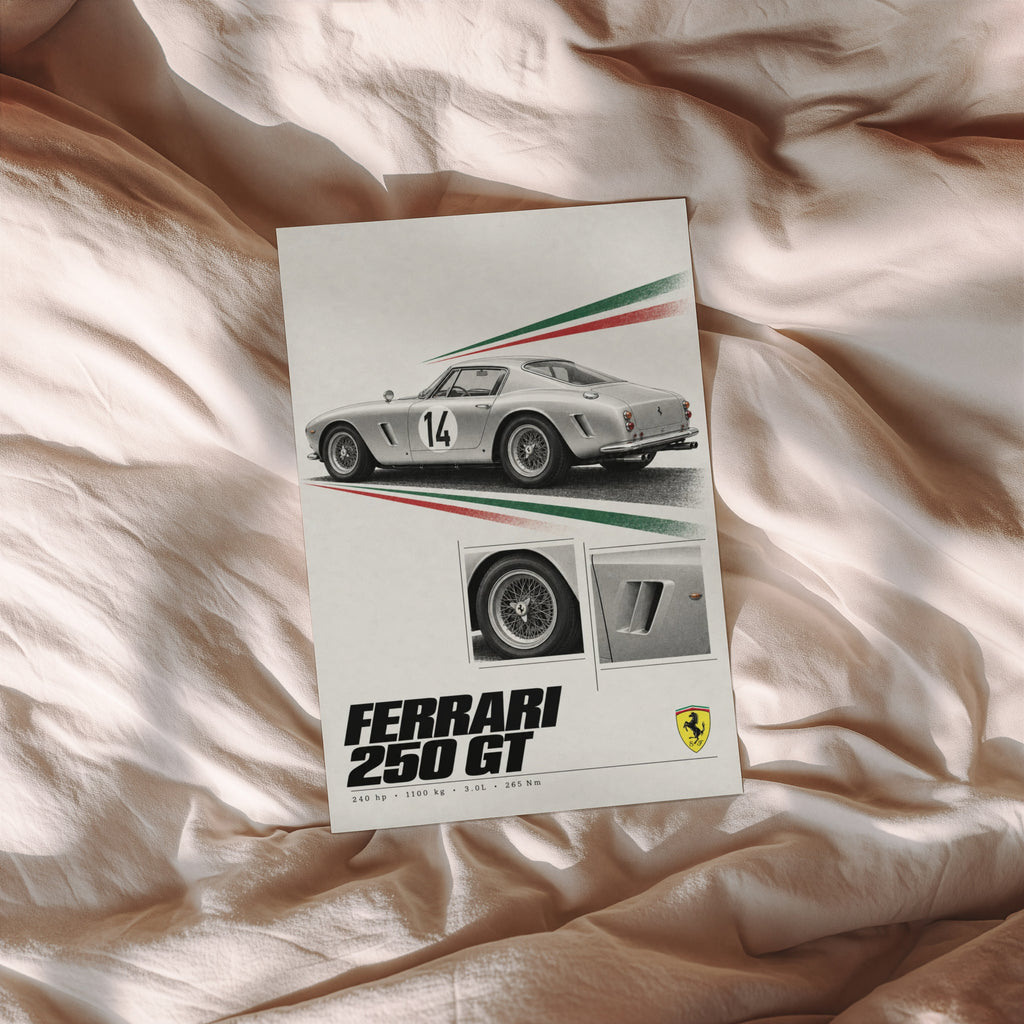 Vintage Ferrari 250 GT Print, Poster, Car Wall Art