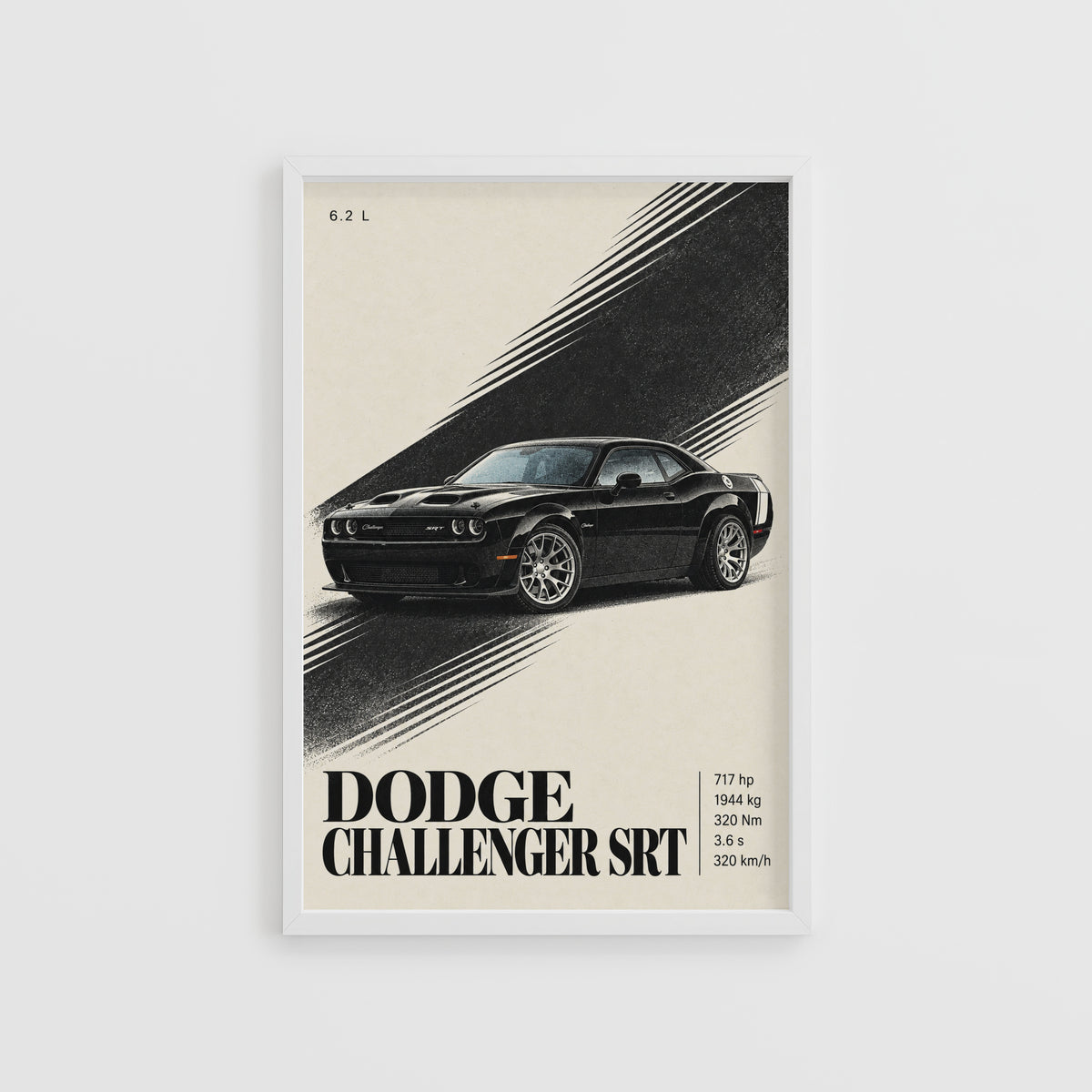 Vintage Dodge Challenger SRT Print, Car Wall Art