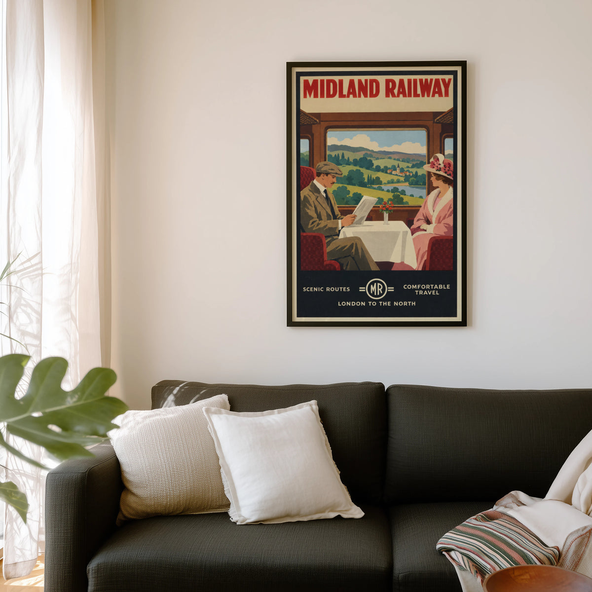 Vintage Midland Railway Print Poster, Train Wall Art