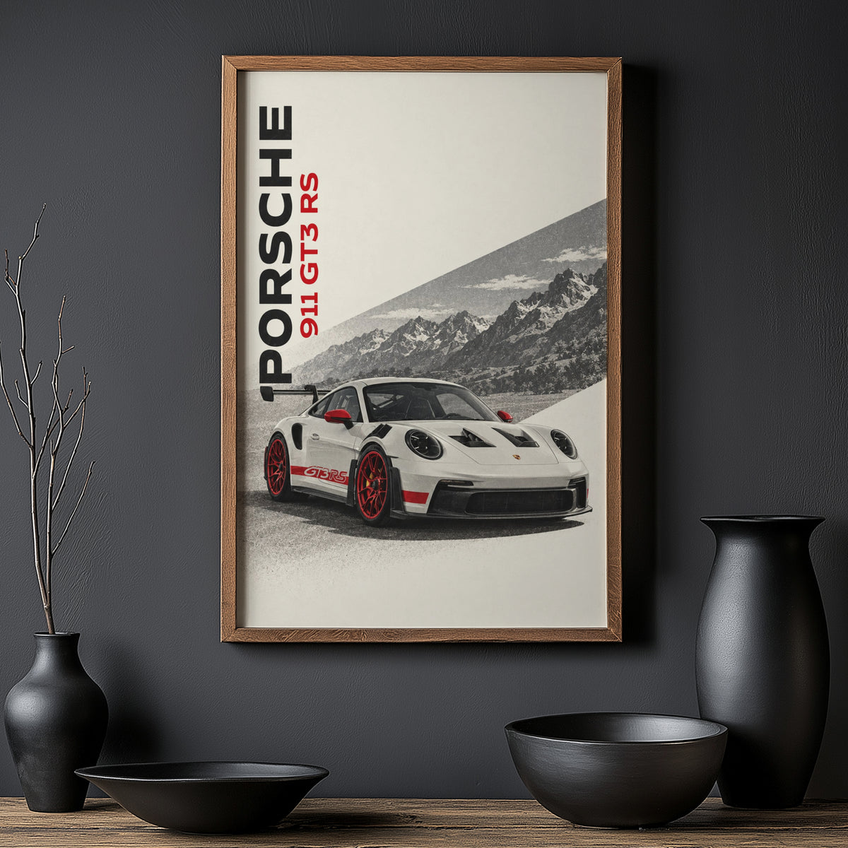 Vintage Porsche 911 GT3 RS Print, Car Poster Wall Art