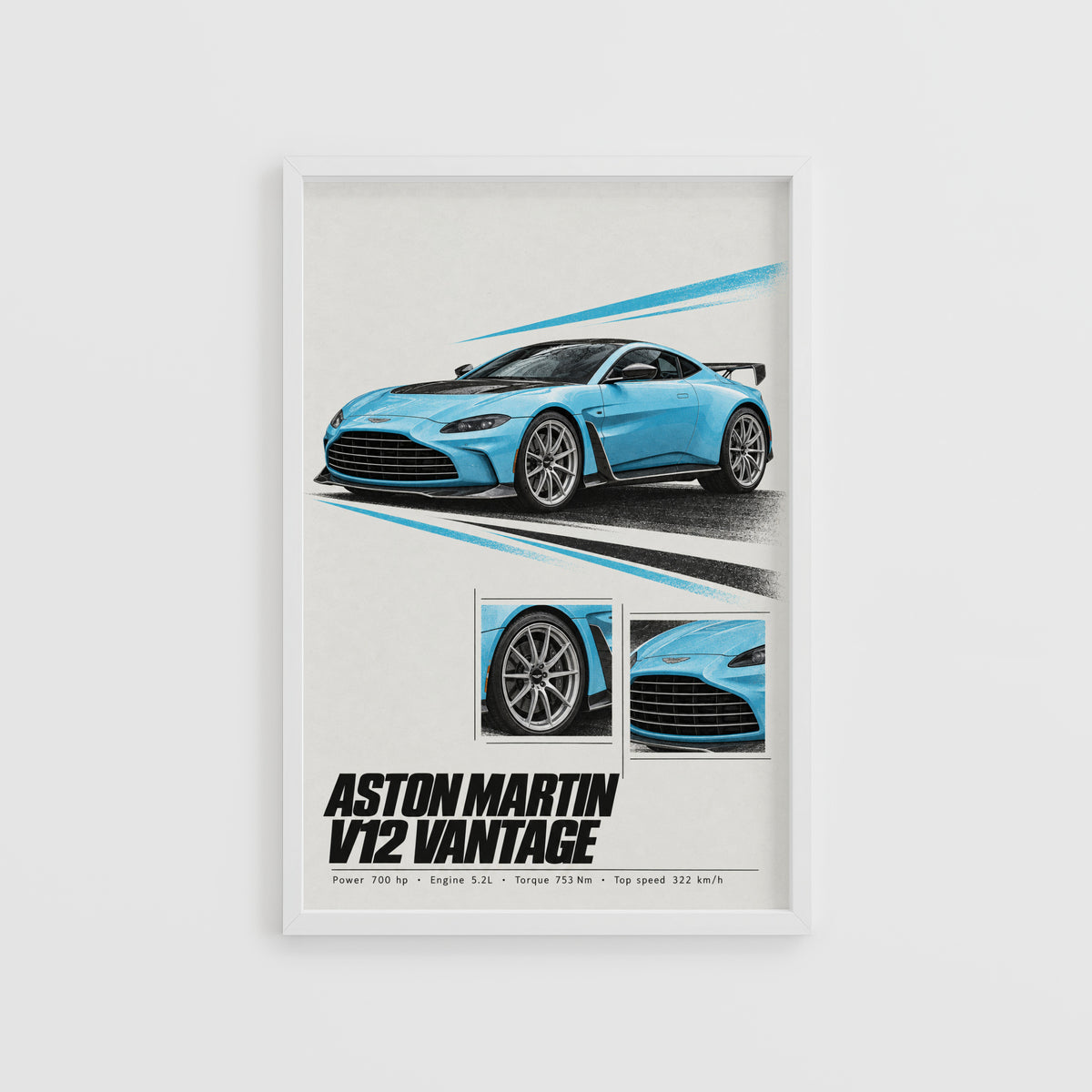 Vintage Aston Martin V12 Vantage Print, Car Wall Art