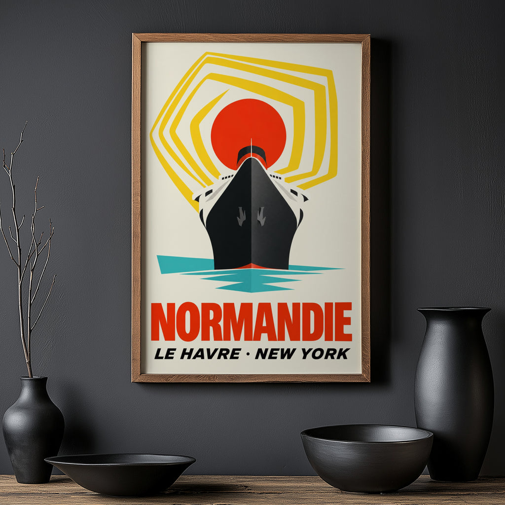 Vintage Normandie Ocean Liner Poster, Le Havre Print