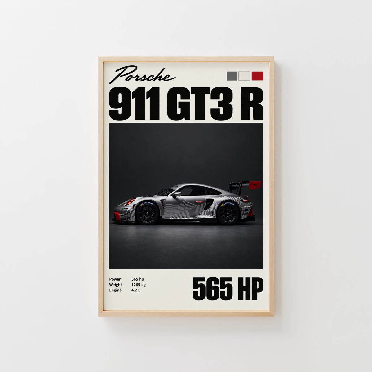Vintage Porsche 911 GT3 R Print, Racing Car Art