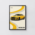 Vintage Mustang Print, Yellow Car Wall Art