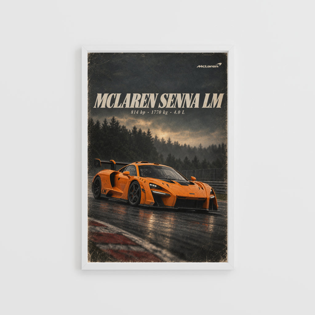 Vintage McLaren Senna LM Print, Supercar Art