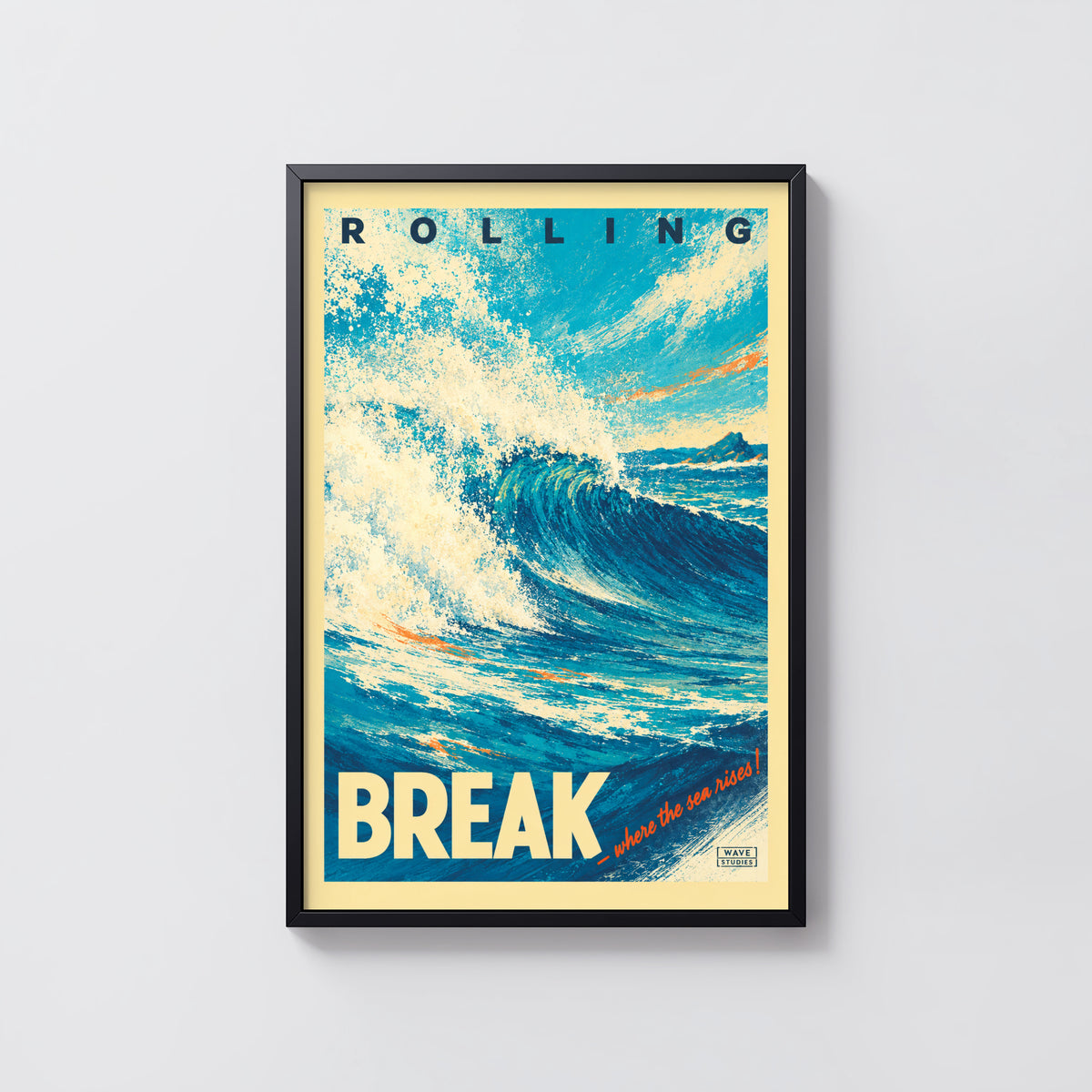 Vintage Surf Print and Poster, Ocean Wave Wall Art