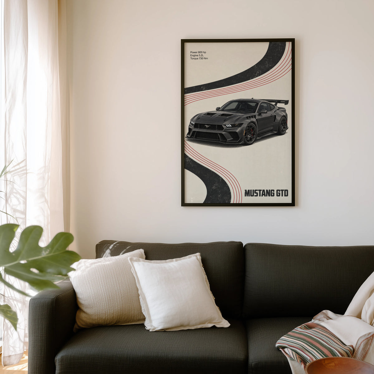 Vintage Mustang GTD Print, Car Wall Art