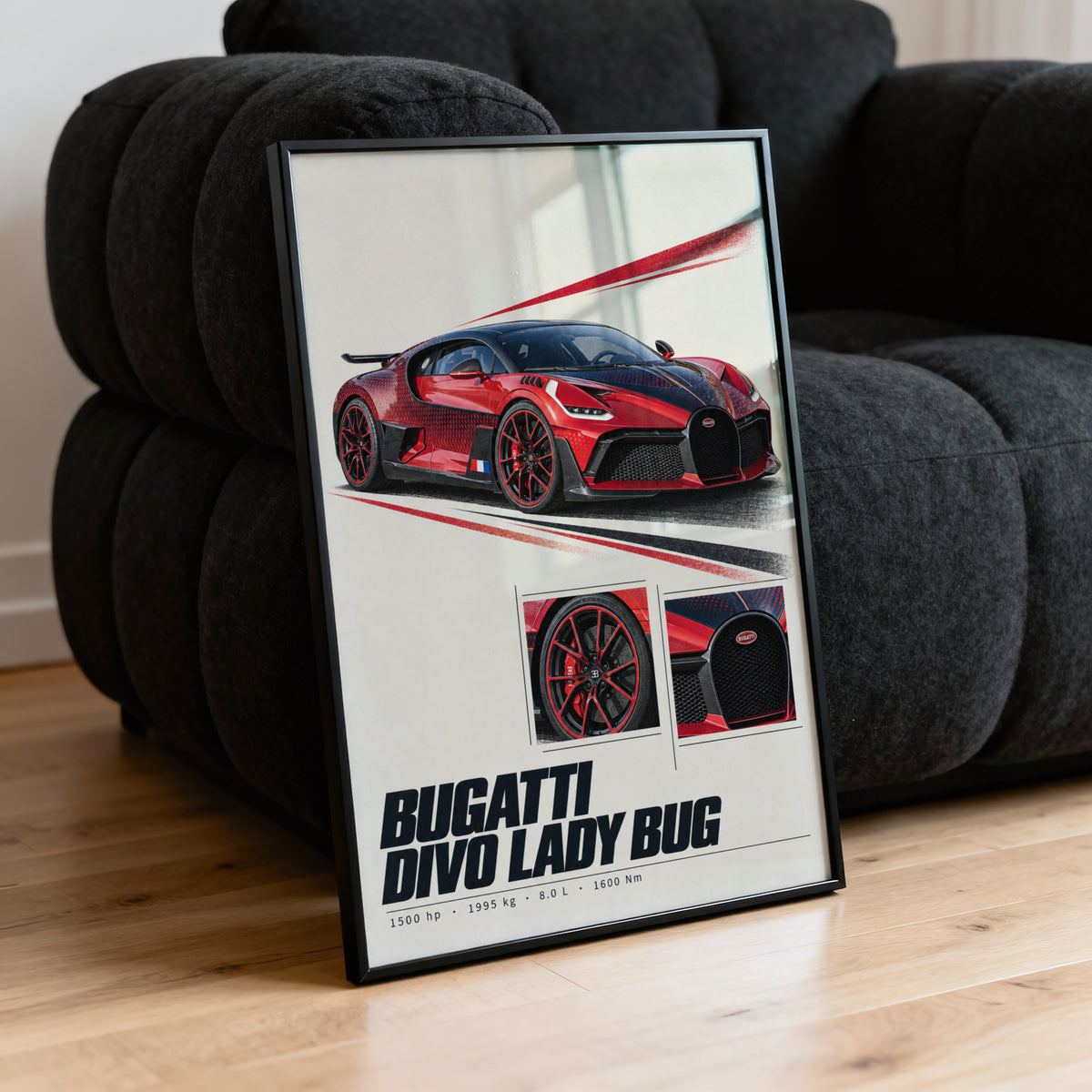 Vintage Bugatti Divo Print, Supercar Wall Art