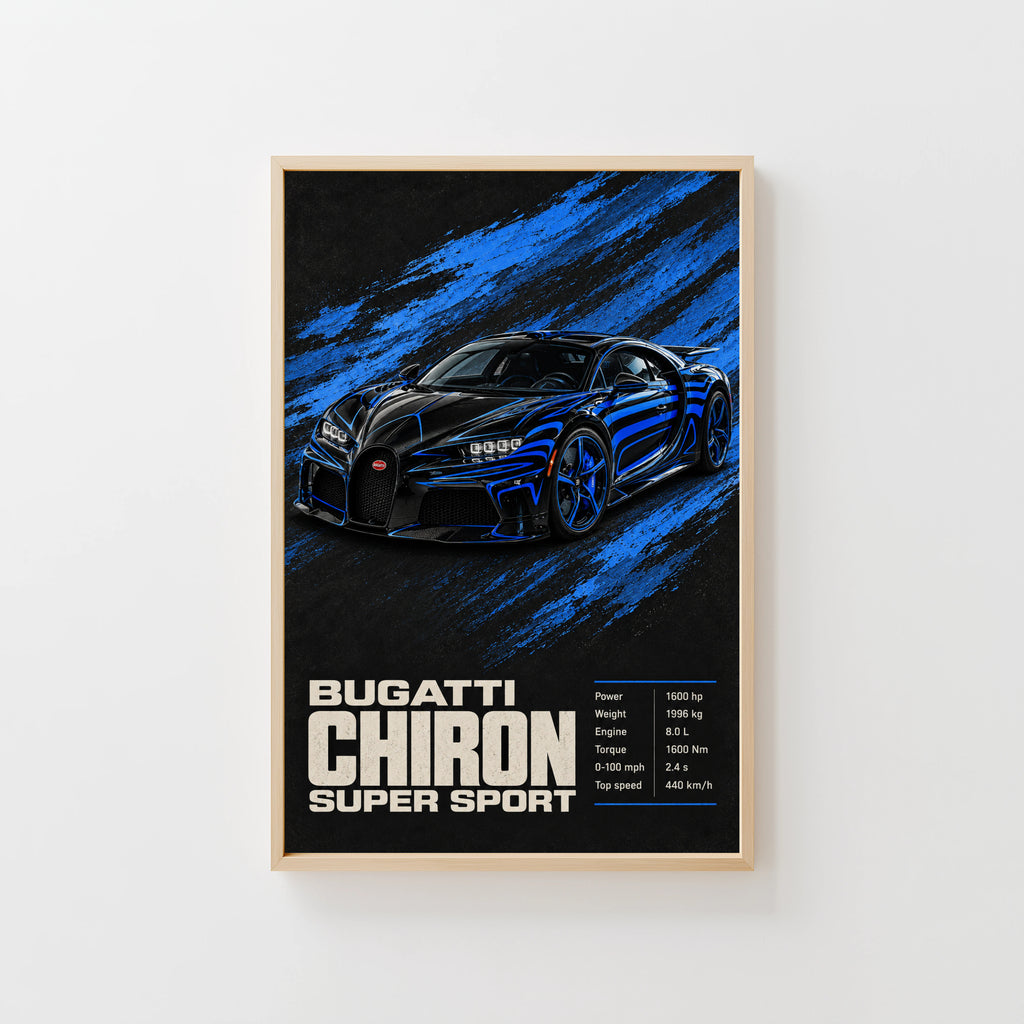 Vintage Bugatti Chiron Super Sport Print, Car Poster