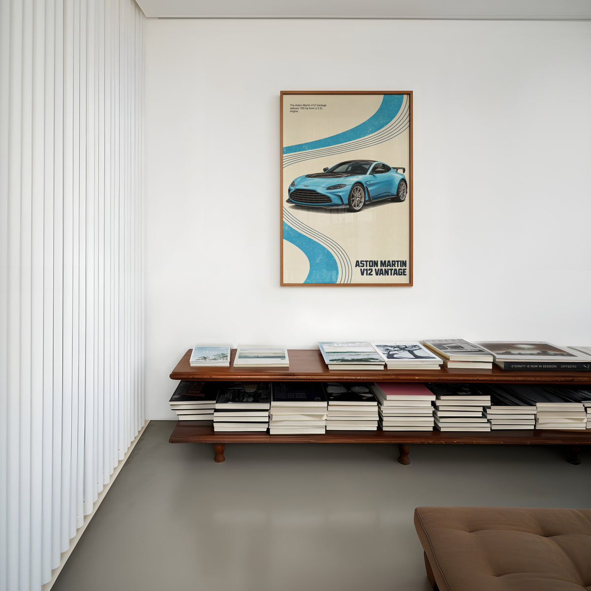 Vintage Aston Martin V12 Vantage Print, Blue Car