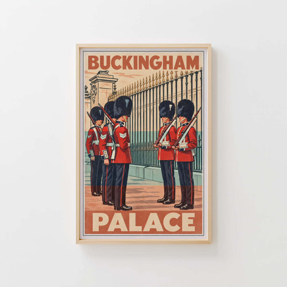 Vintage Buckingham Palace Poster, London Guards Print
