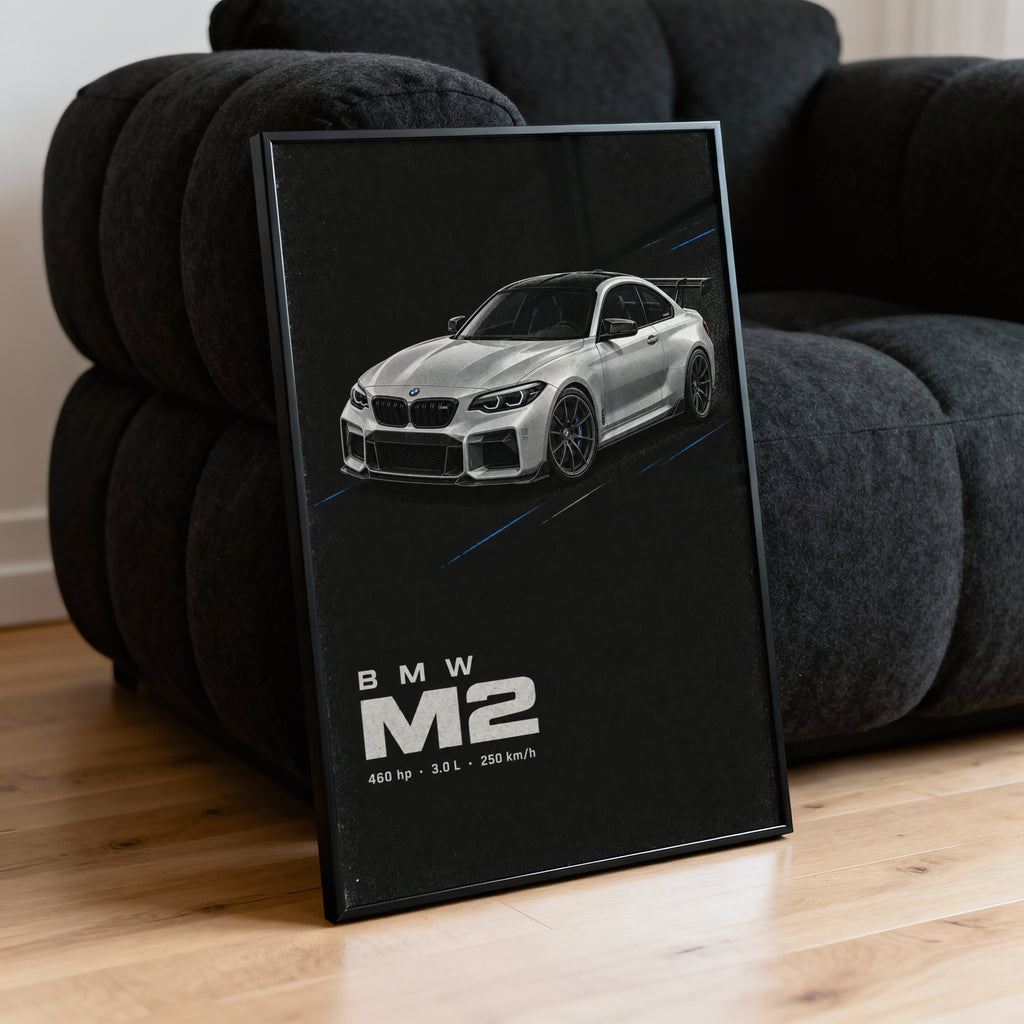 Vintage BMW M2 Print, Sports Car Wall Art