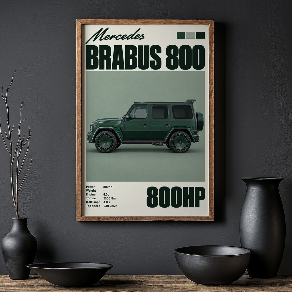 Vintage Mercedes Brabus 800 Print, Car Wall Art