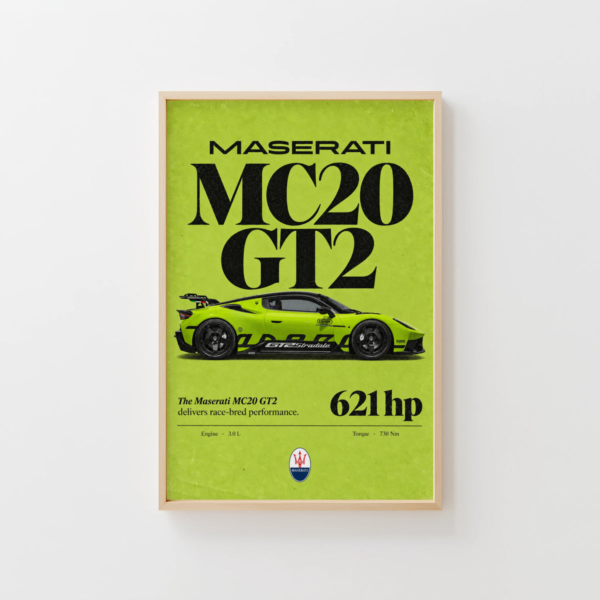 Vintage Maserati MC20 GT2 Print, Supercar Art