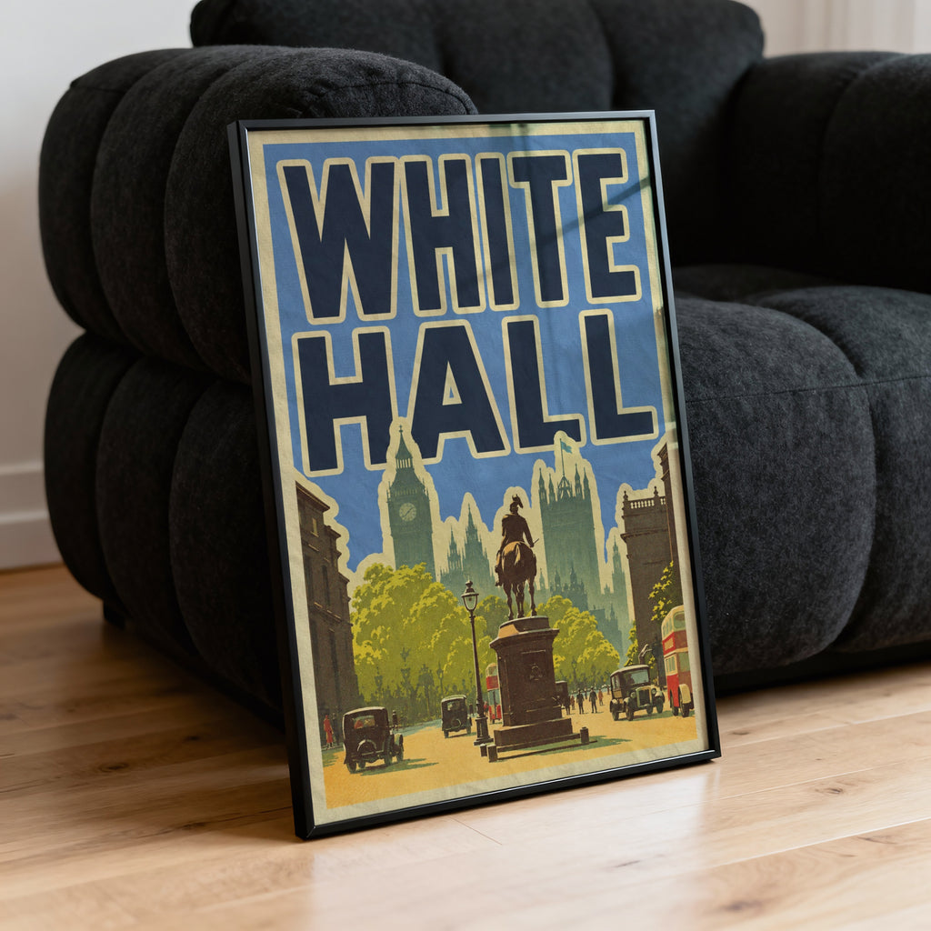 Vintage Whitehall London Poster, Travel Wall Art, City Print