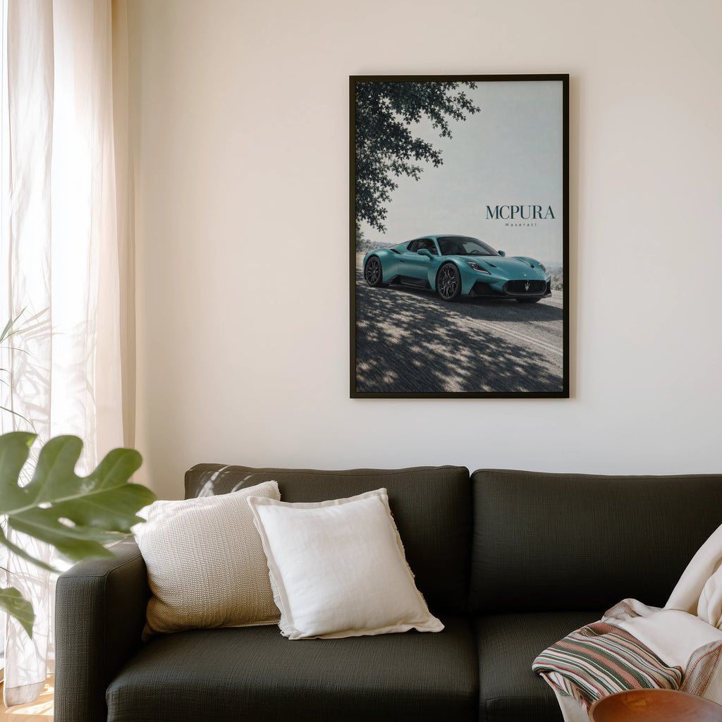 Vintage Maserati MC20 Supercar Print, Car Wall Art
