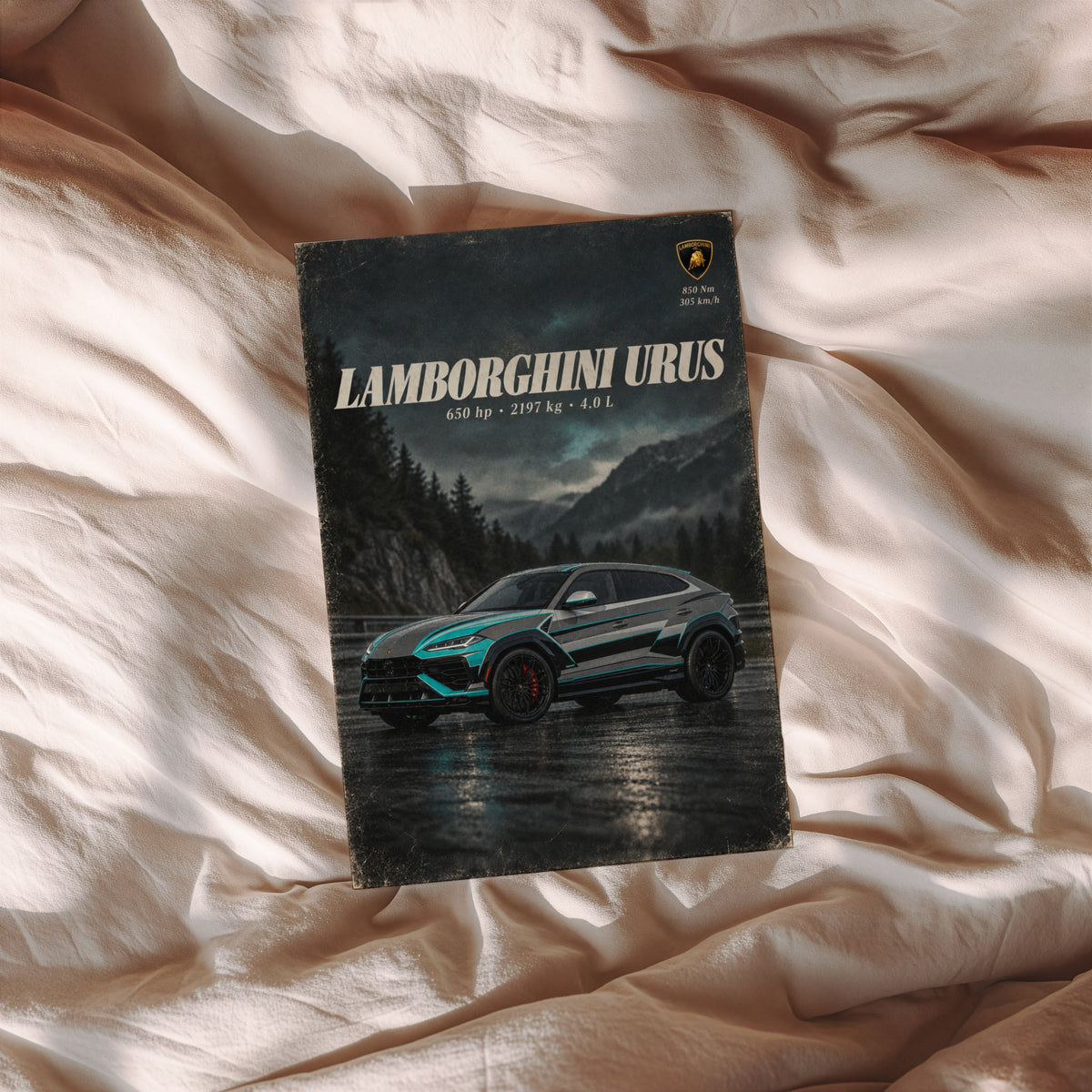 Vintage Lamborghini Urus Print, Supercar Wall Art