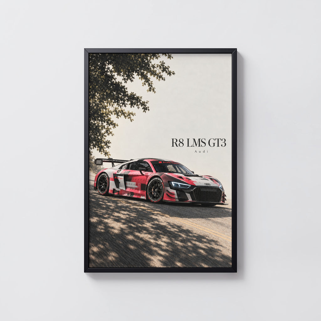 Vintage Audi R8 LMS GT3 Print, Race Car Poster