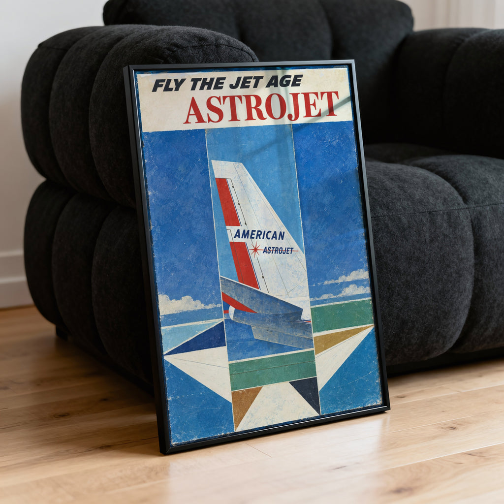Vintage Airline Poster, Jet Age Wall Art, Aviation Print