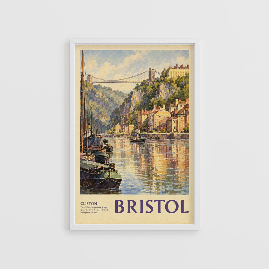 Vintage Bristol Poster, Clifton Bridge Wall Art