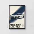Vintage Mercedes AMG SLS Print Poster, Car Wall Art