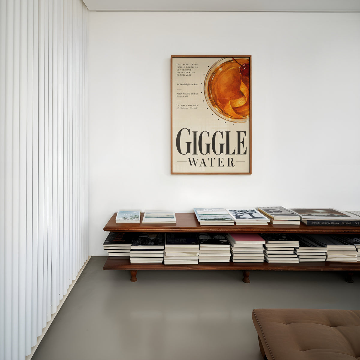 Vintage Giggle Water Cocktail Print Poster, Bar Art