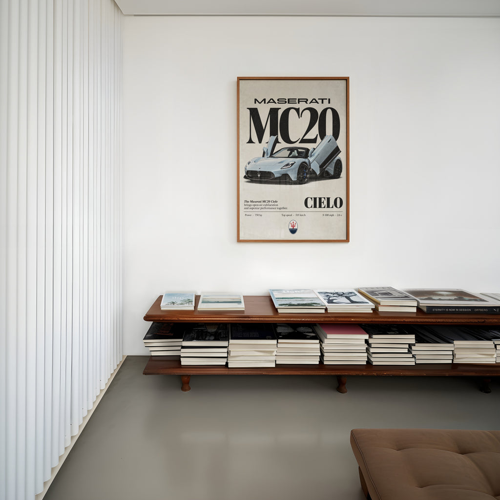 Vintage Maserati MC20 Cielo Print, Supercar Art