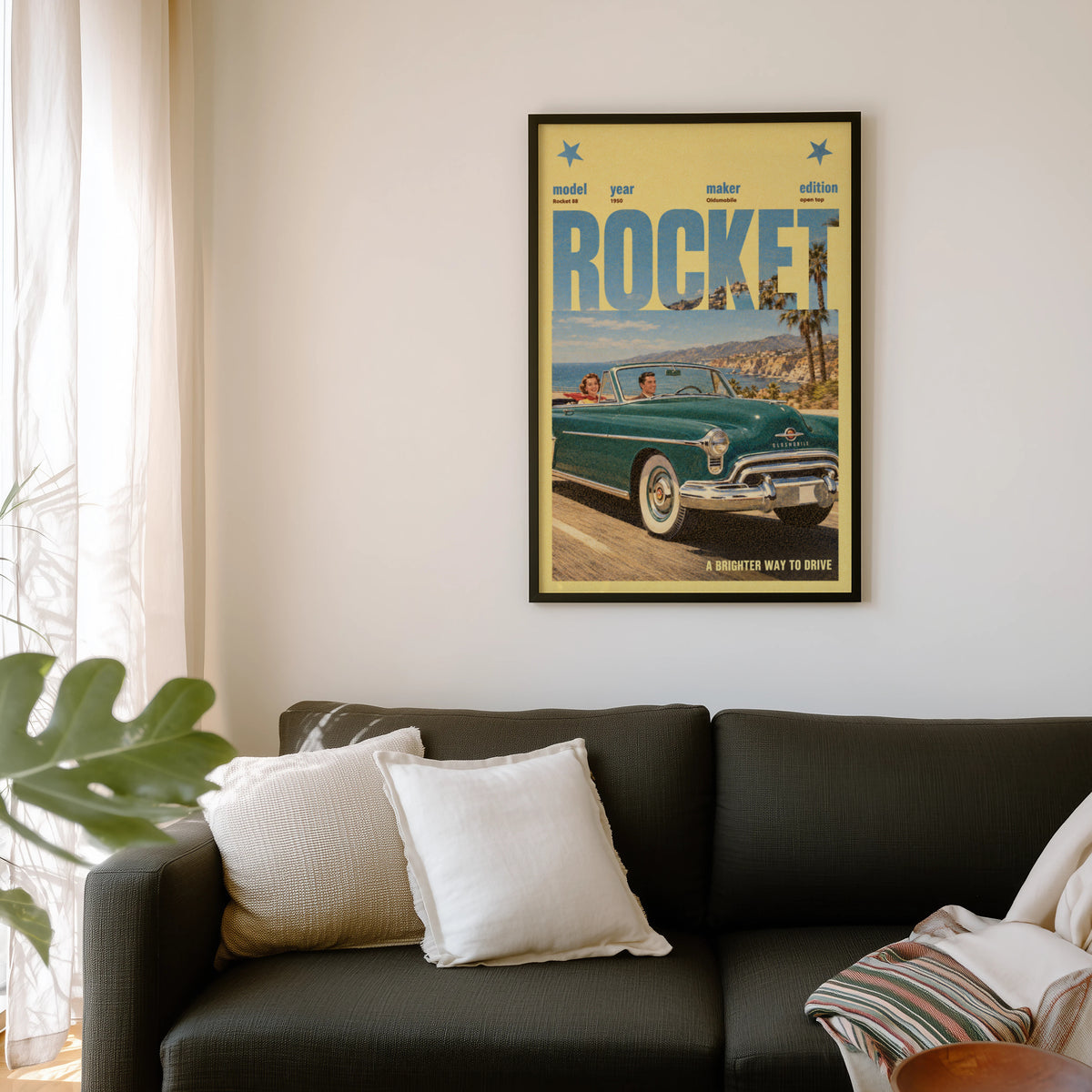 Vintage Oldsmobile Rocket 88 Poster, Car Wall Art Print