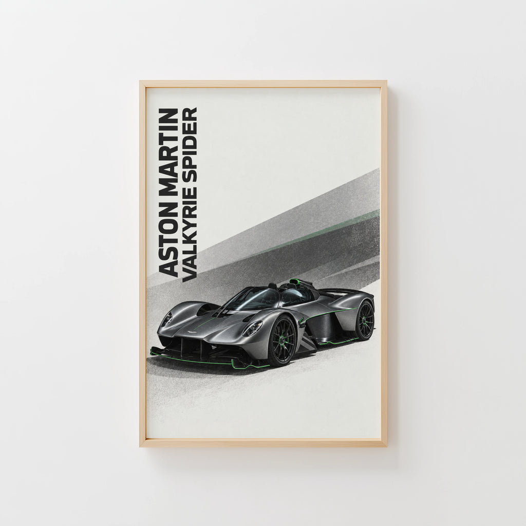 Vintage Car Print, Aston Martin Valkyrie Spider Art