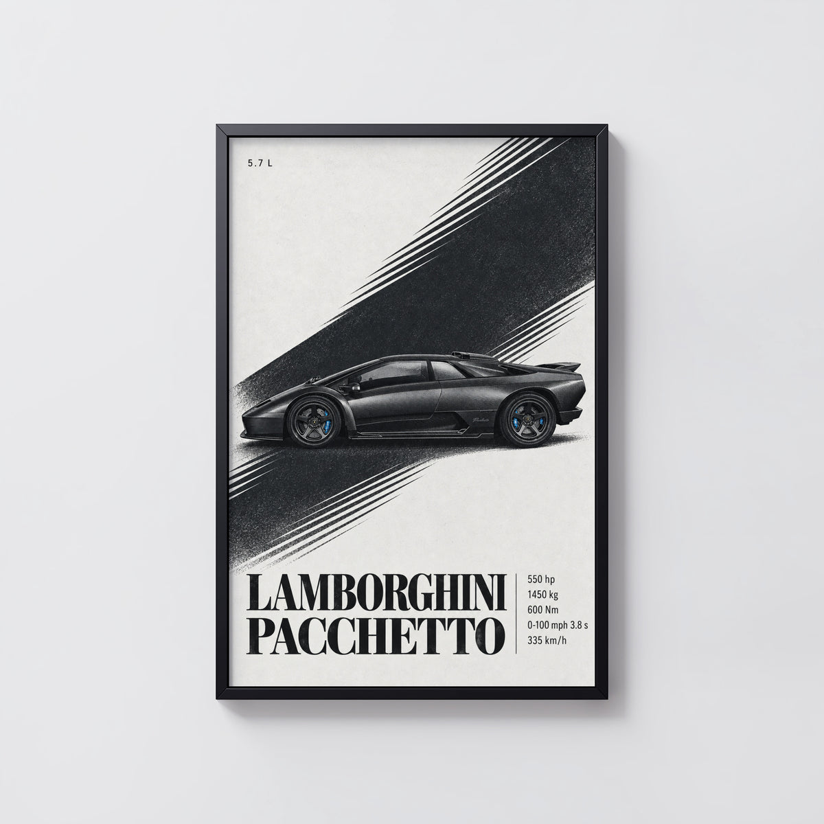 Vintage Lamborghini Pacchetto Print, Supercar Art