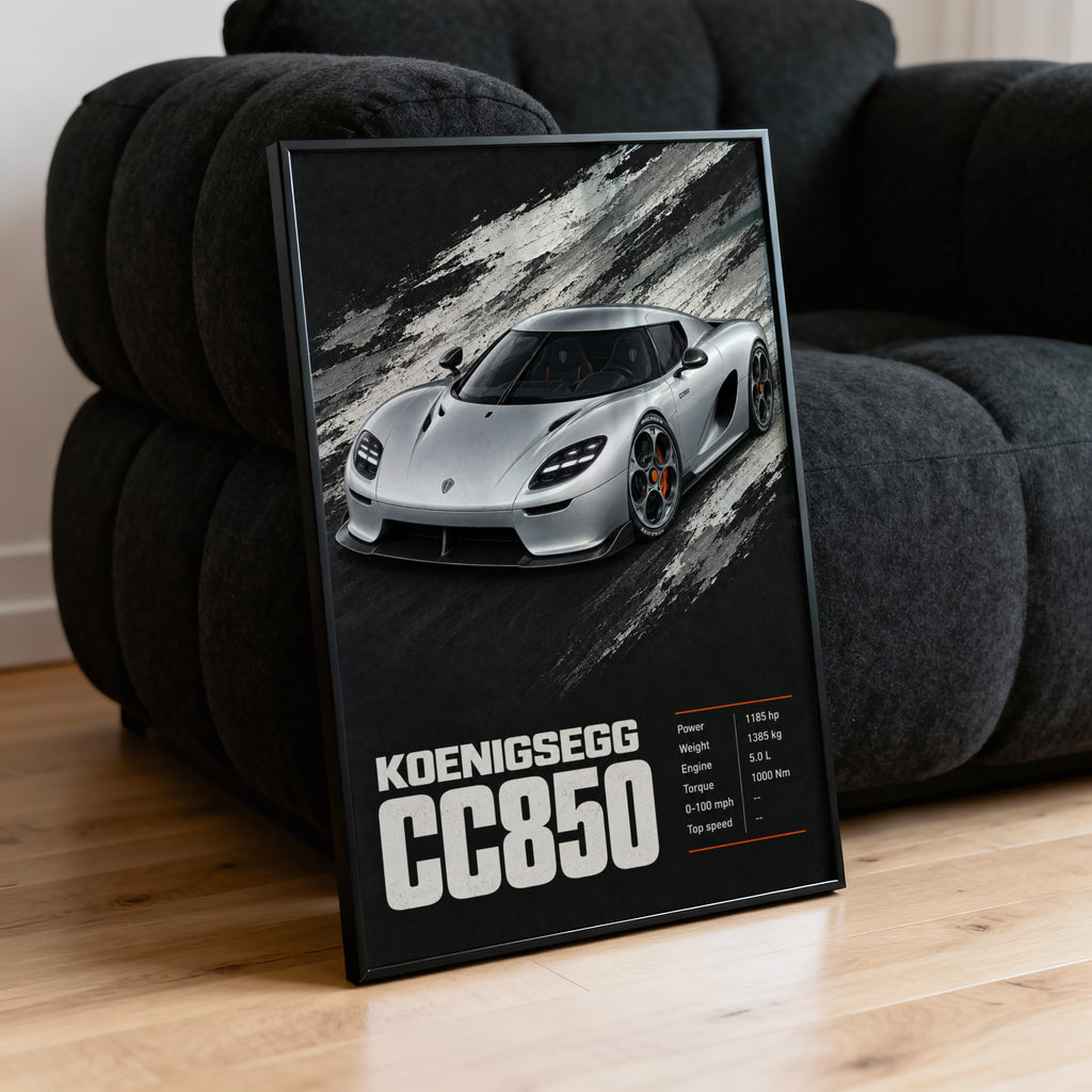 Vintage Koenigsegg CC850 Print, Supercar Wall Art