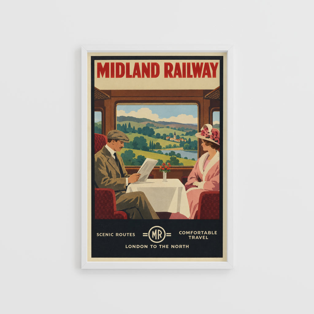 Vintage Midland Railway Print Poster, Train Wall Art
