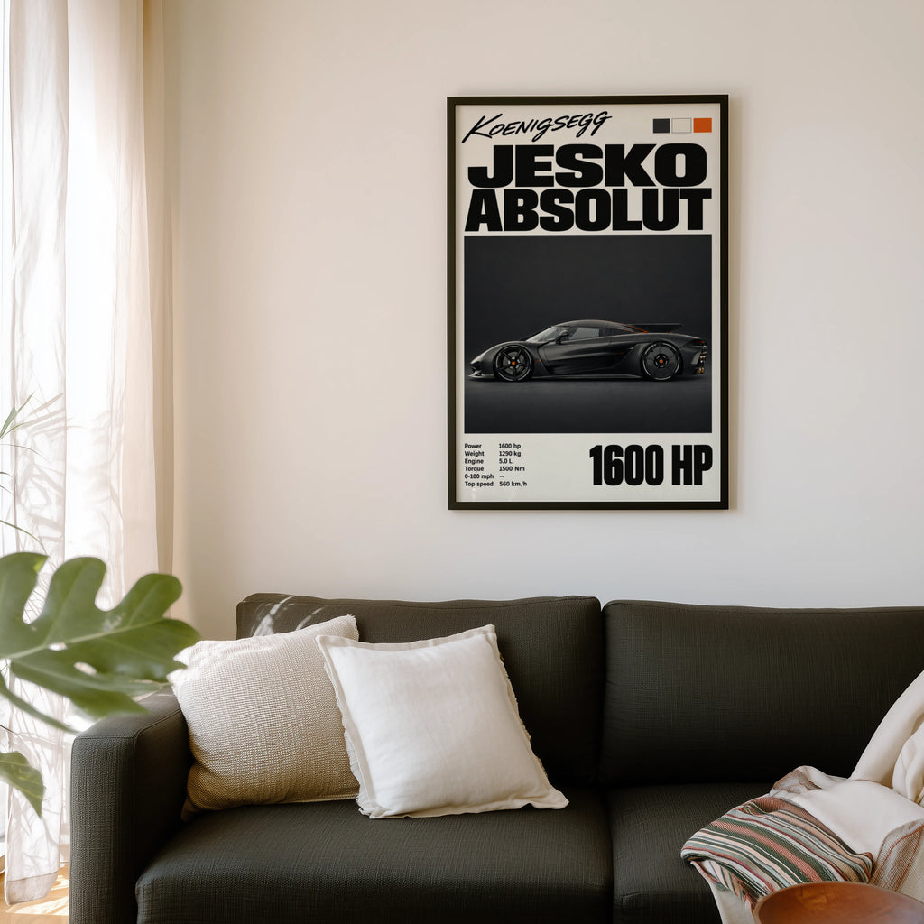 Vintage Koenigsegg Jesko Absolut Print, Car Wall Art