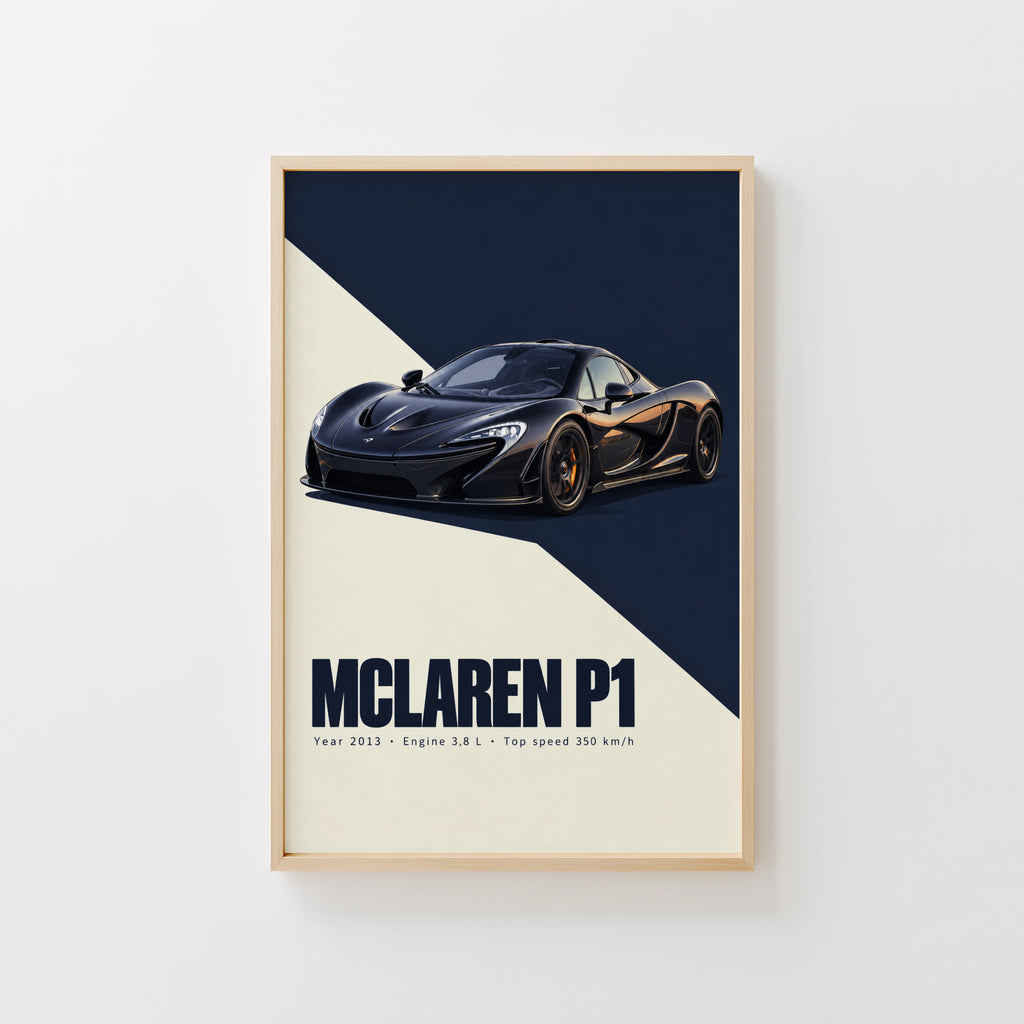 Vintage McLaren P1 Print, Supercar Wall Art