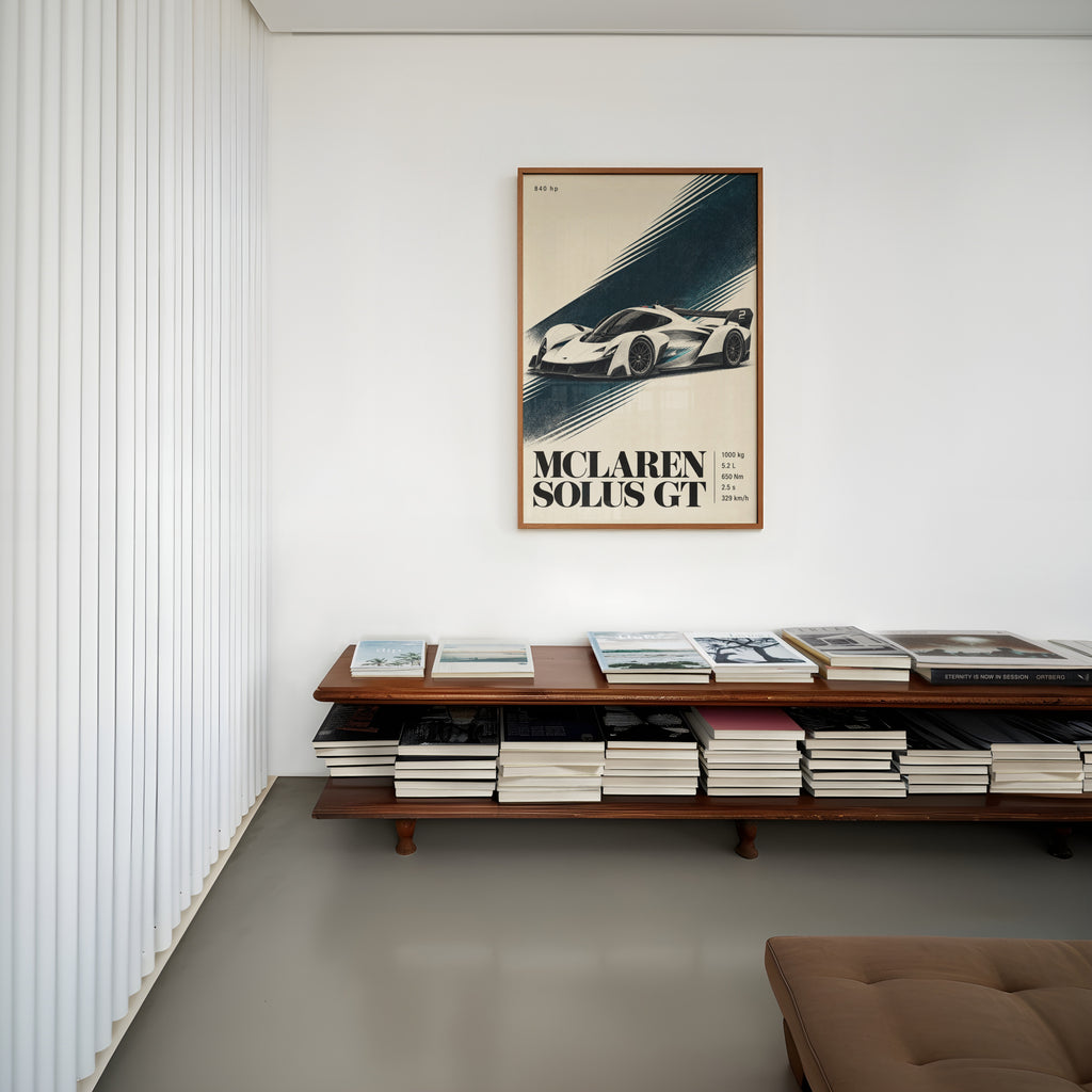Vintage McLaren Solus GT Print, Supercar Wall Art