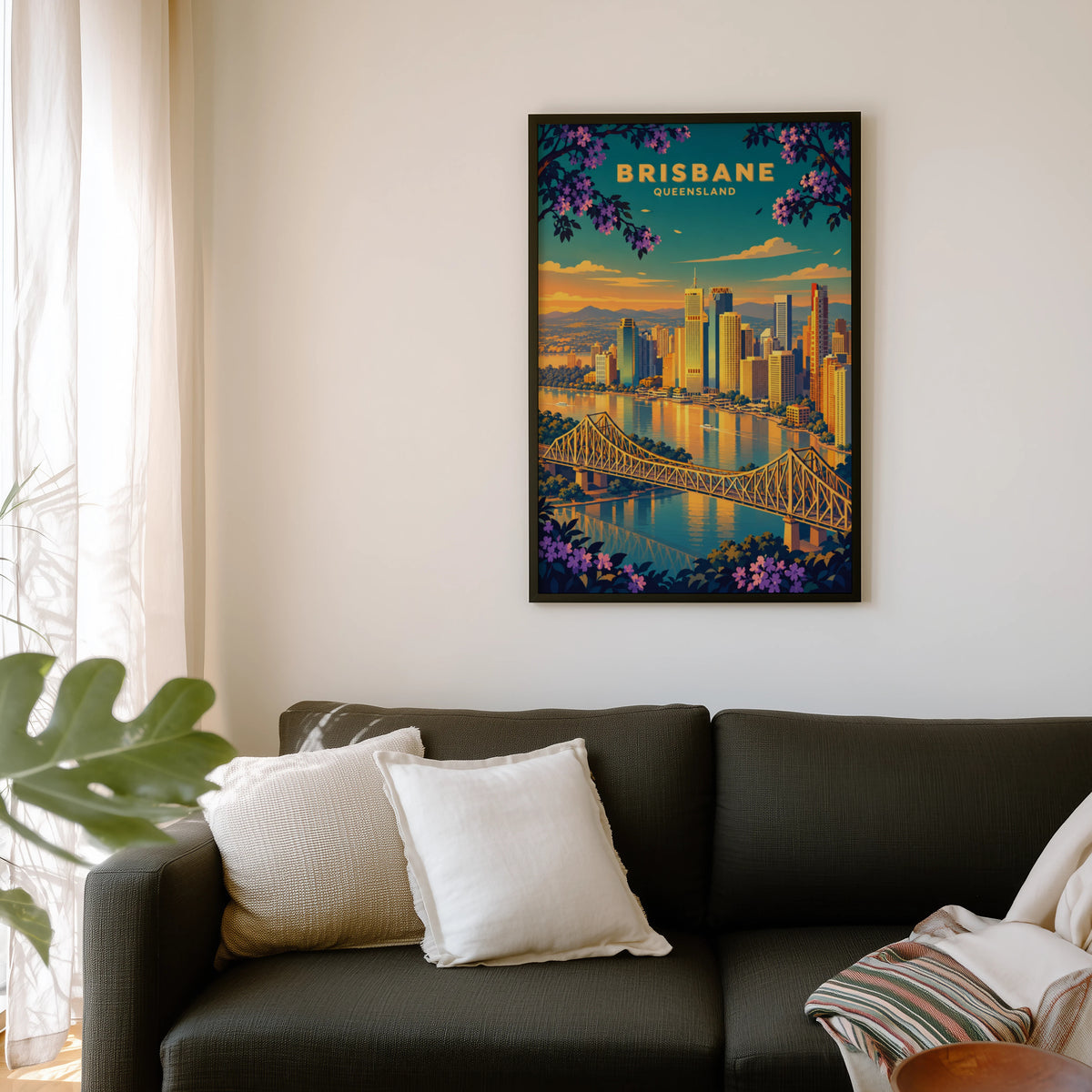 Vintage Brisbane Poster, Queensland Wall Art, City Print