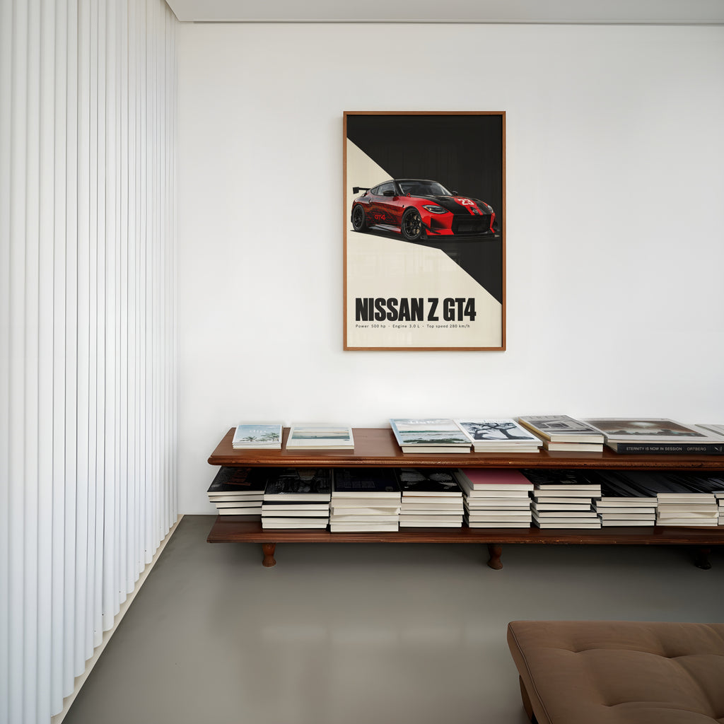 Vintage Nissan Z GT4 Print, Racing Car Wall Art