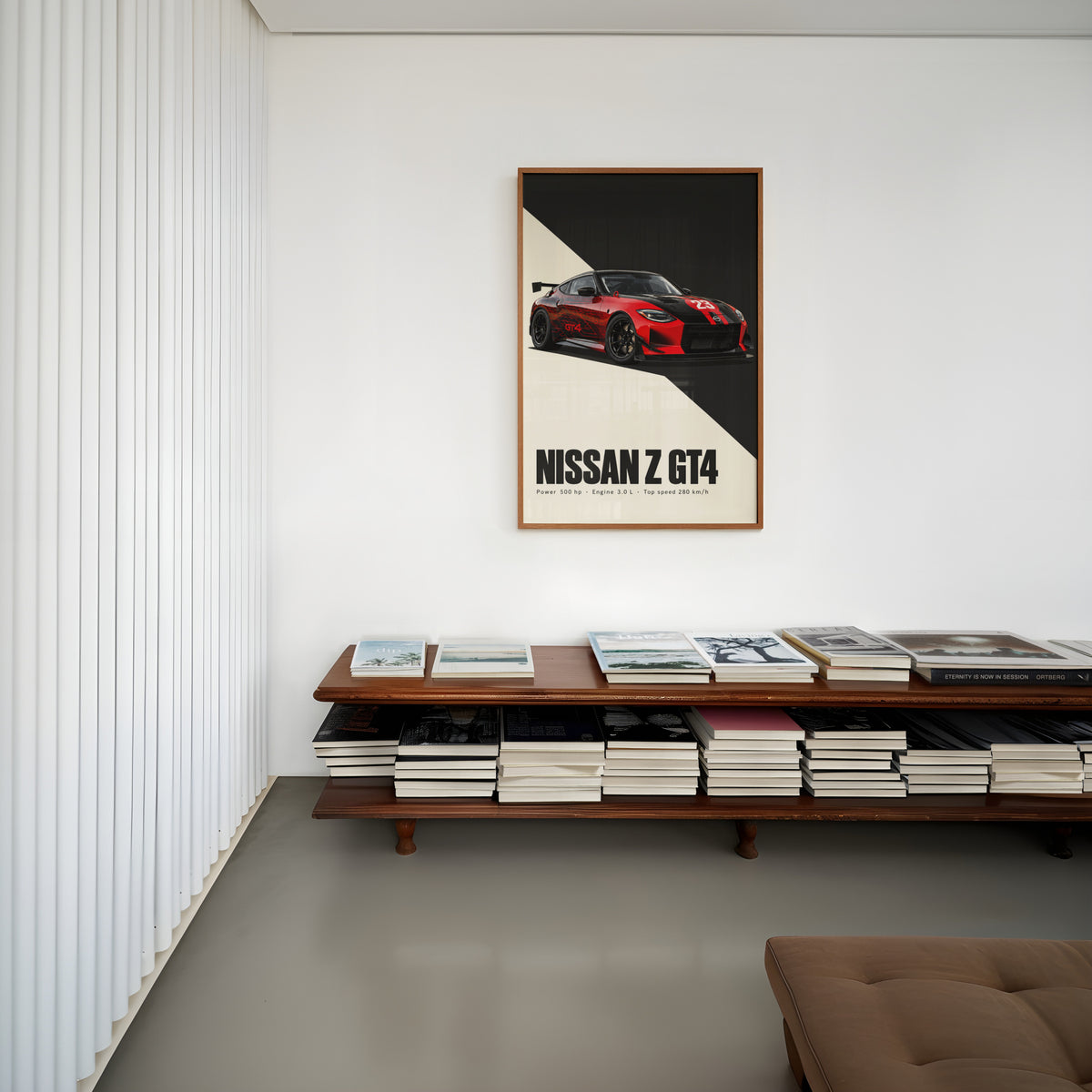 Vintage Nissan Z GT4 Print, Racing Car Wall Art