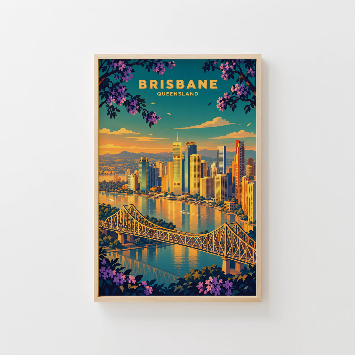 Vintage Brisbane Poster, Queensland Wall Art, City Print