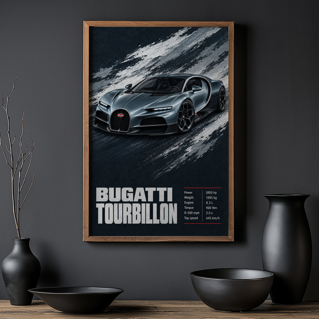 Vintage Bugatti Tourbillon Print, Supercar Wall Art