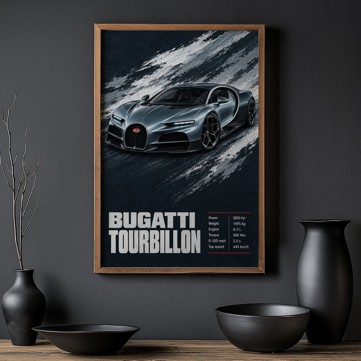 Vintage Bugatti Tourbillon Print, Supercar Wall Art