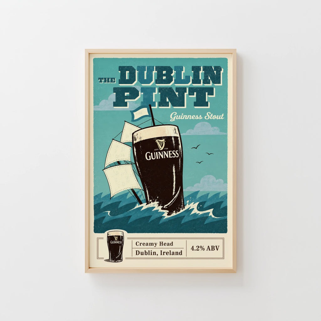 Vintage Guinness Print, Dublin Pint Beer Poster