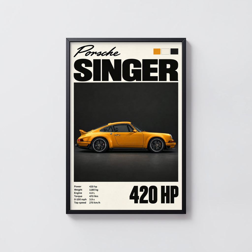 Vintage Porsche Singer Print, Car Wall Art