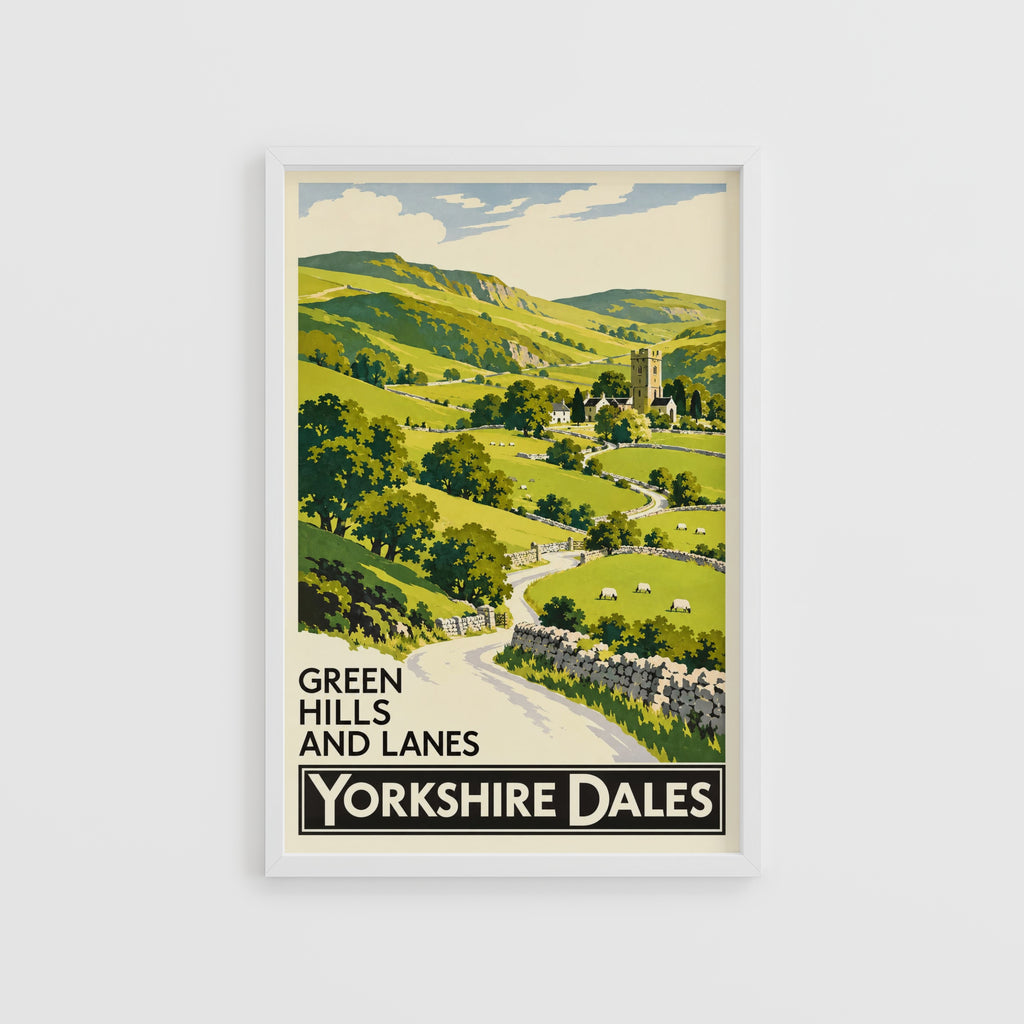 Vintage Yorkshire Dales Poster, Countryside Wall Art Print