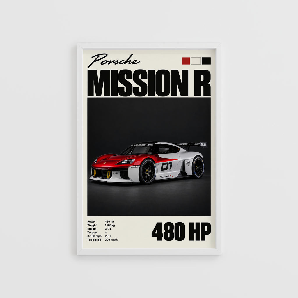 Vintage Print, Porsche Mission R, Car Wall Art